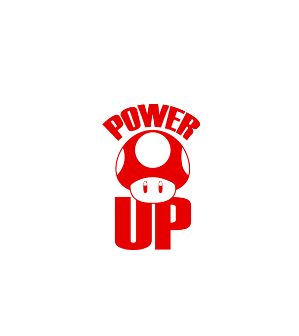 Power up model alb pe tricou