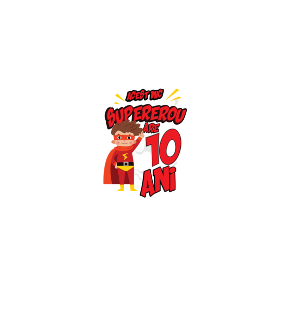 Acest mic supererou are 10 ani model negru pe tricou