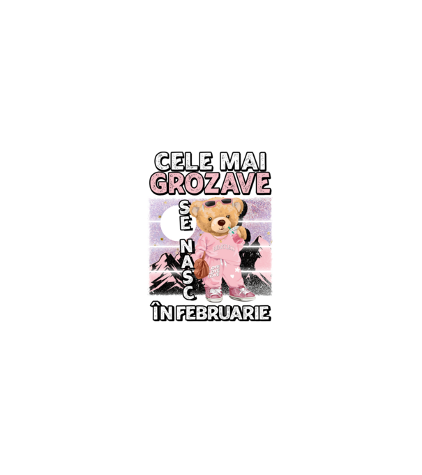 RETRO teddy fetişcană FEBRUARIE model negru pe tricou