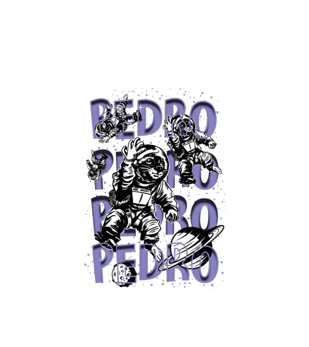 SPACE PEDRO model alb pe tricou