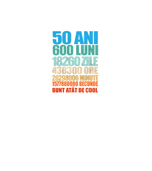 De 50 ani - luni - zile - ore - minute - secunde - sunt atât de cool model negru pe tricou