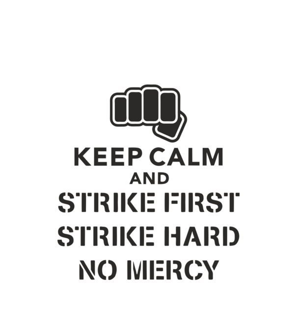Keep calm and strike first cobra kai model alb pe tricou