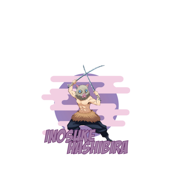 Demon Slayer Inosuke model alb pe tricou