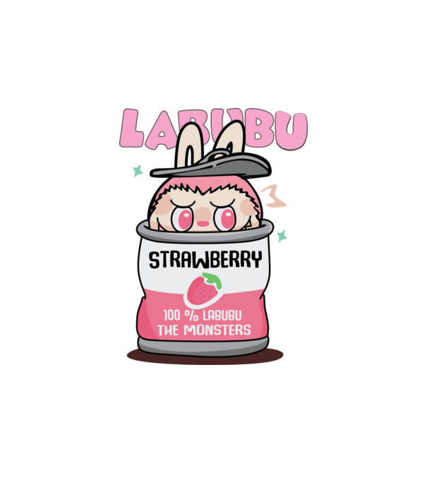 Strawberry Labubu model alb pe tricou