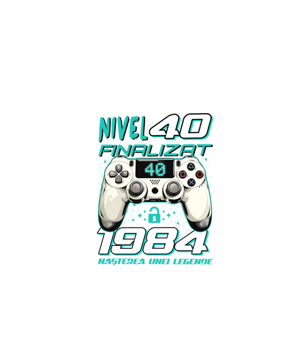 Nivel finalizat 40 1985 model negru pe tricou