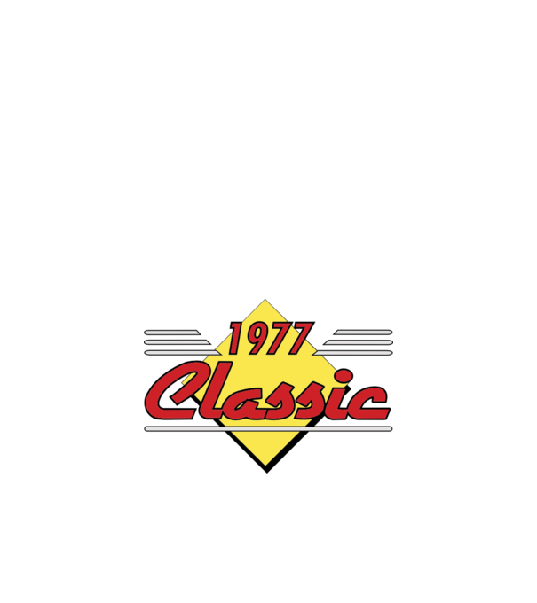 Classic - 1977 model albastru închis pe tricou