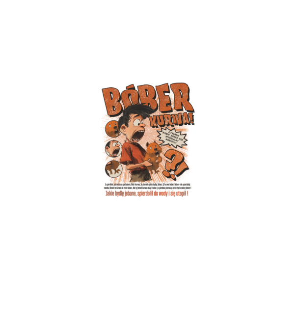 Bobr Kurwa comic model gri pe tricou