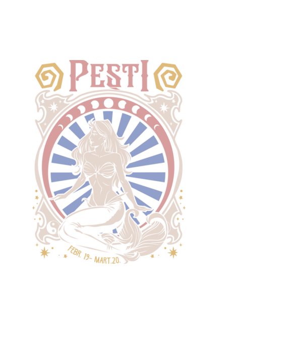Zodiac Vintage PEȘTI model negru pe tricou