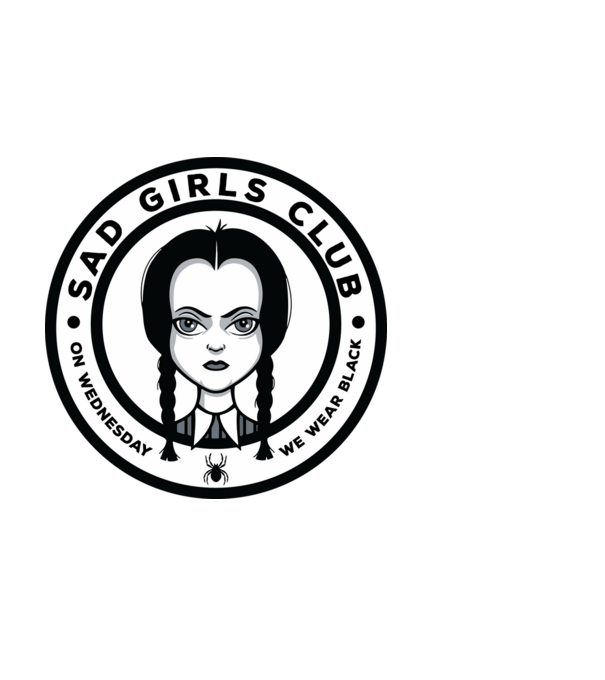 WEDNESDAY Sad Girls Club model alb pe tricou