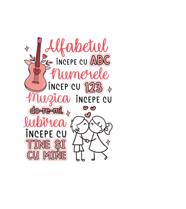 Iubirea începe cu-tine și cu mine model albastru deschis pe tricou