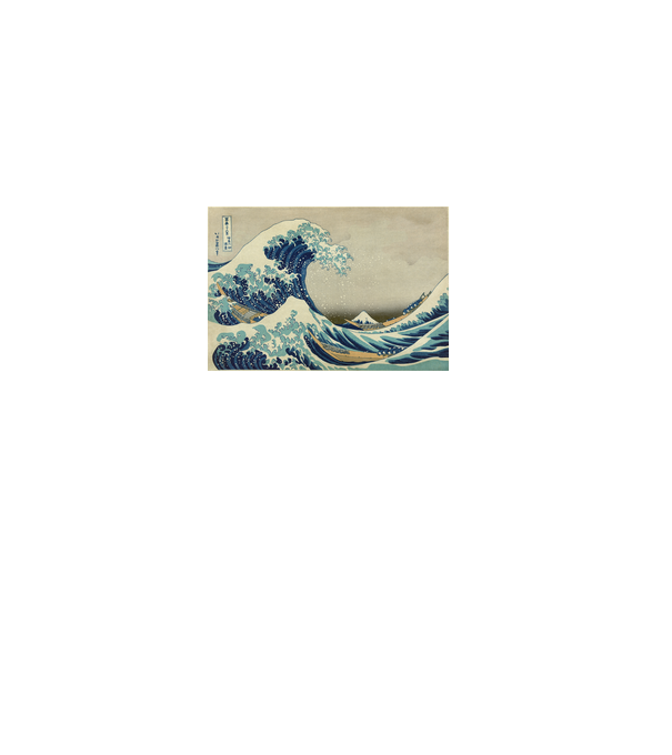 Great Wave of Kanagawa mască model alb pe tricou