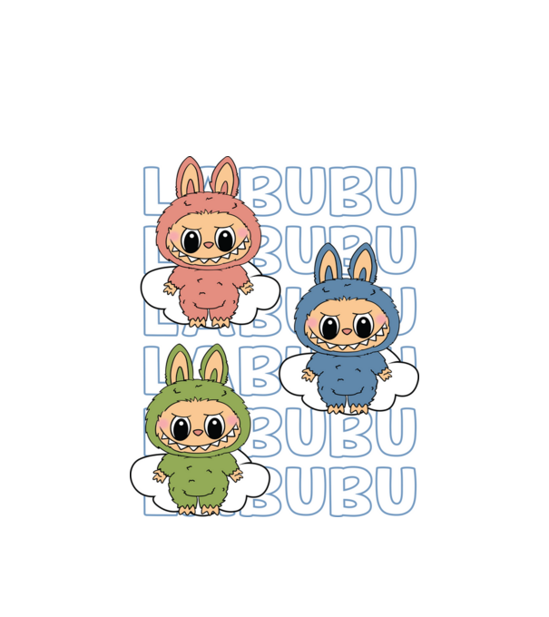 LABUBU model alb pe tricou