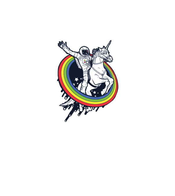 Unicorn Spaceman model albastru regal pe tricou