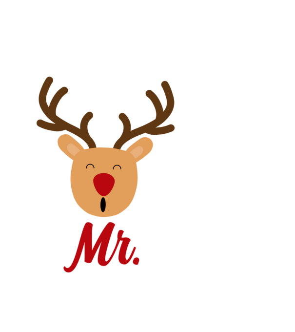 Mr. Reindeer Christmas couple model alb pe tricou