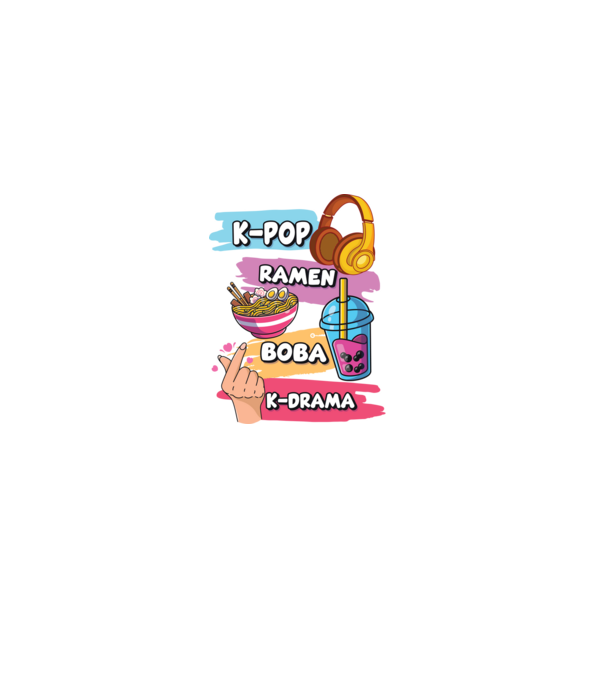 K-POP RAMEN BOBA K-DRAMA model negru pe tricou