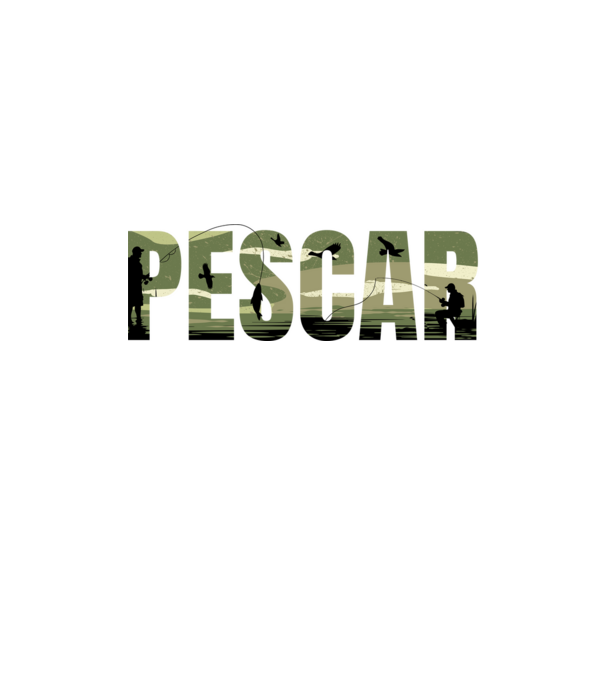 PESCAR model negru pe tricou