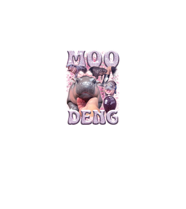 MOO DENG baby hippo model negru pe tricou
