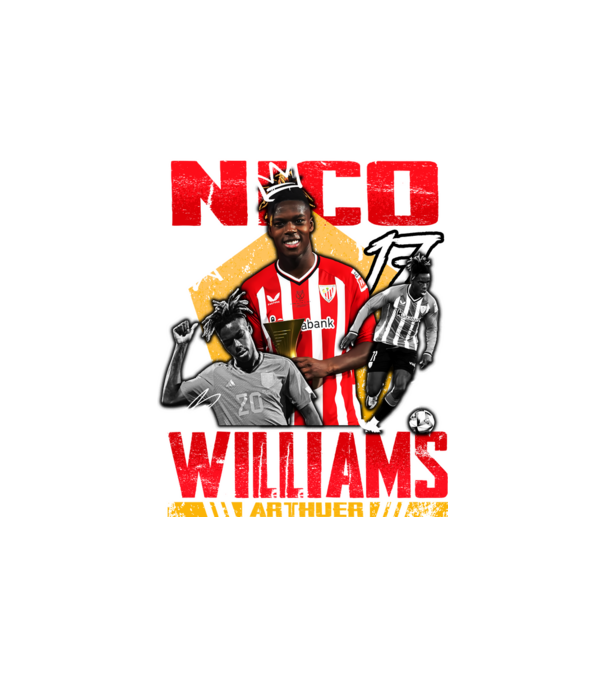Nico Williams tribute model alb pe tricou