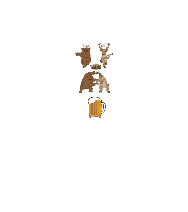 Bear deer beer model alb pe tricou