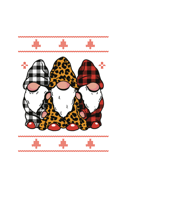 Ugly sweater gnomes model negru pe tricou