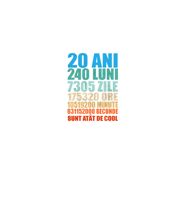 De 20 ani - luni - zile - ore - minute - secunde - sunt atât de cool model negru pe tricou