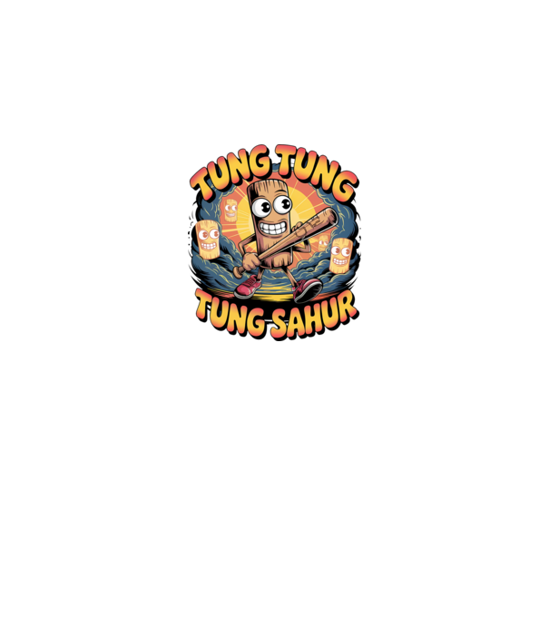 Tung Tung Tung Sahur Retro model negru pe tricou
