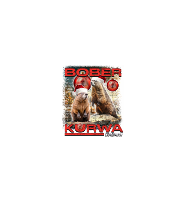 Bober kurwa christmas universe model negru pe tricou