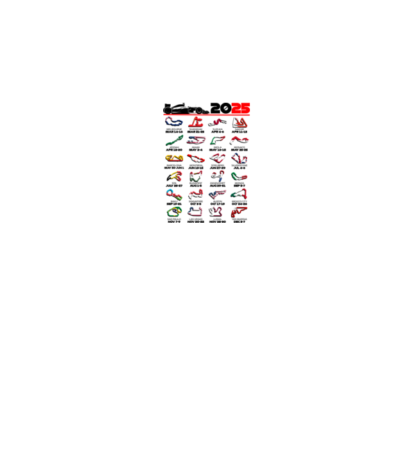 F1 calendar 2025 Alb model gri pe tricou