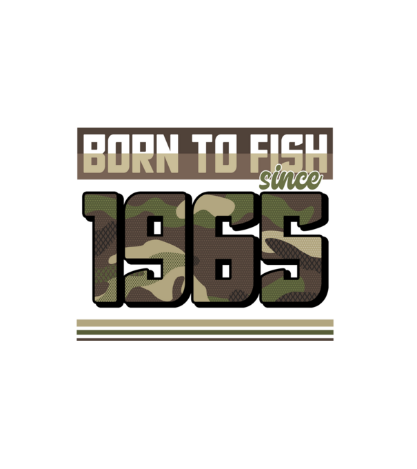 Born to fish since 1965 model alb pe tricou