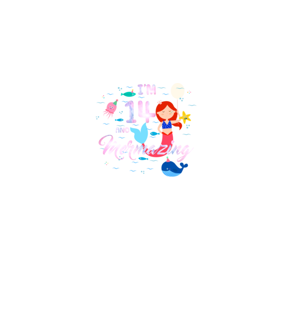 Mermazing Birthday 14 model negru pe tricou
