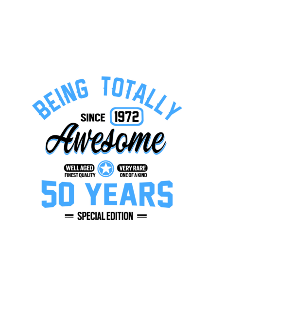 50 years of being totally awesome model albastru deschis pe tricou