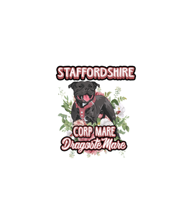 american staffordshire terrier - corp mare, dragoste mare model alb pe tricou