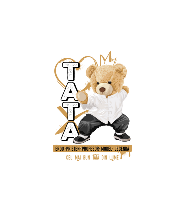 Tati Teddy model alb pe tricou