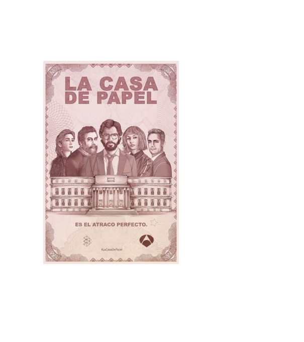 la casa de papel poster model negru pe tricou