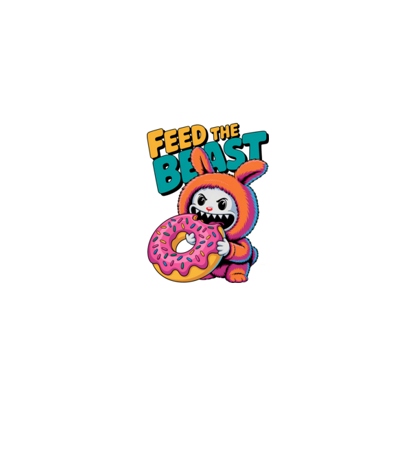 Feed the beast model alb/roșu pe tricou