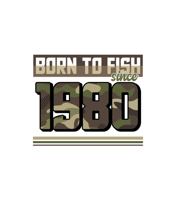 Born to fish since 1980 model alb pe tricou