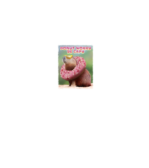 Capybara Donut worry be capy model alb pe tricou