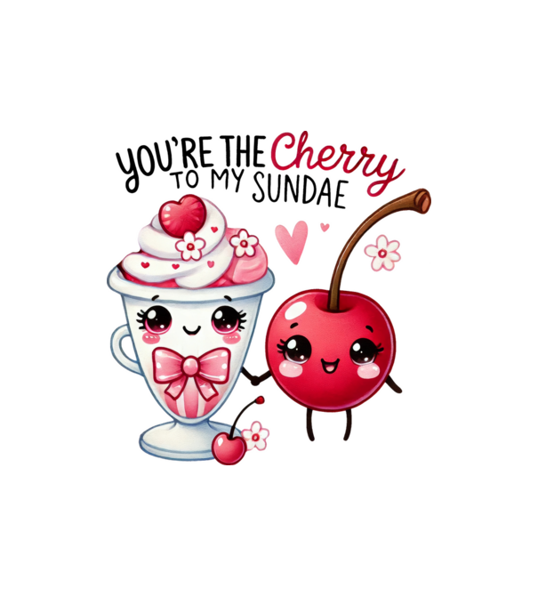 Cherry to my Sunday model alb pe tricou