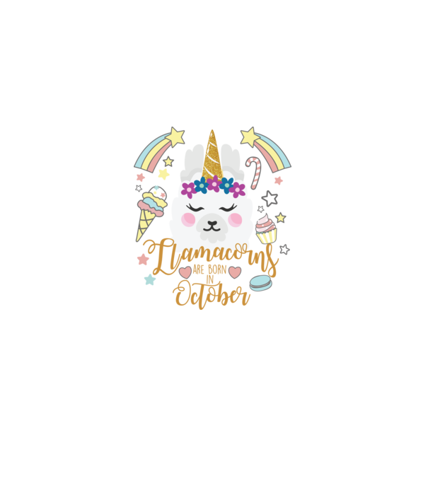 Llamacorns are born in October model alb pe tricou