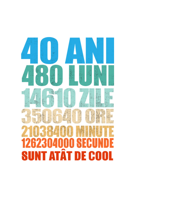 De 40 ani - luni - zile - ore - minute - secunde - sunt atât de cool model negru pe tricou