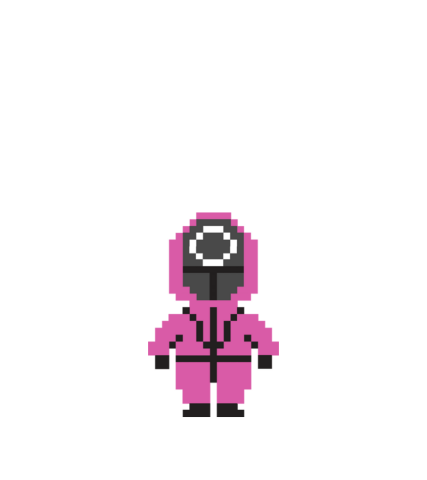 squid game pixel model negru pe tricou