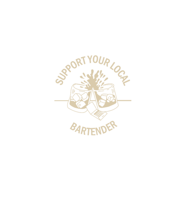 Support your local bartender model negru pe tricou