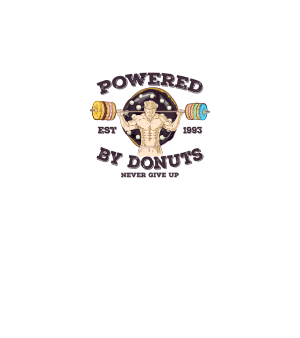 Powered by donuts model alb pe tricou