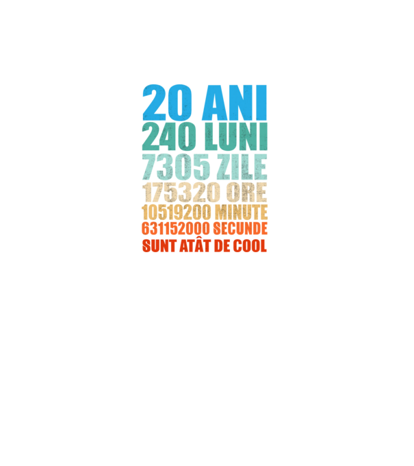 De 20 ani - luni - zile - ore - minute - secunde - sunt atât de cool model negru pe tricou