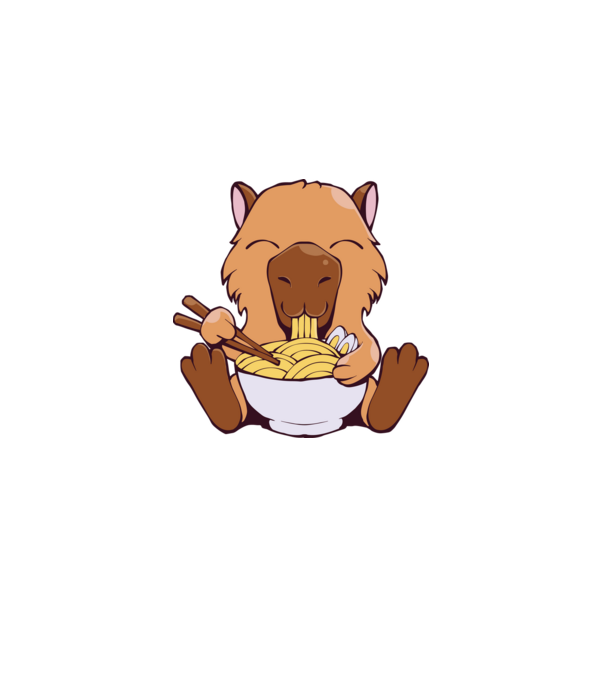 Capibară Ramen model albastru deschis pe tricou