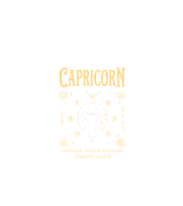 Zodiac femeie CAPRICORN golden model negru pe tricou