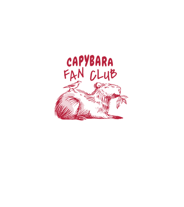 Capybara fan club model alb pe tricou