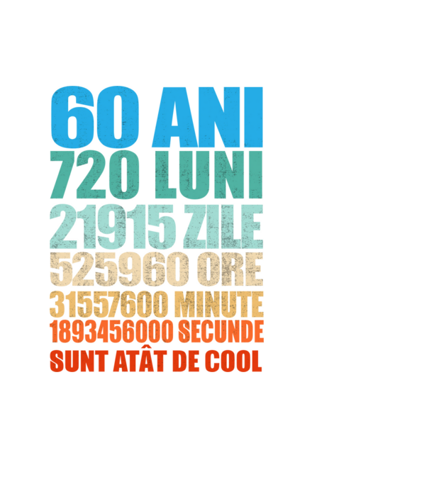 De 60 ani - luni - zile - ore - minute - secunde - sunt atât de cool model negru pe tricou