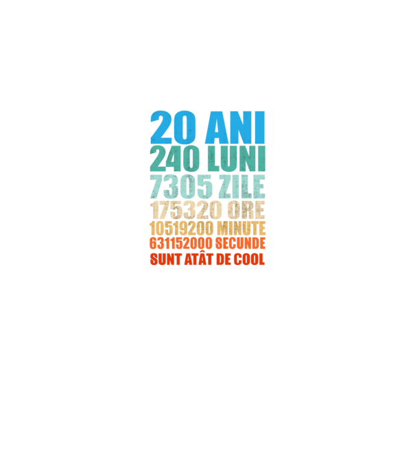 De 20 ani - luni - zile - ore - minute - secunde - sunt atât de cool model negru pe tricou