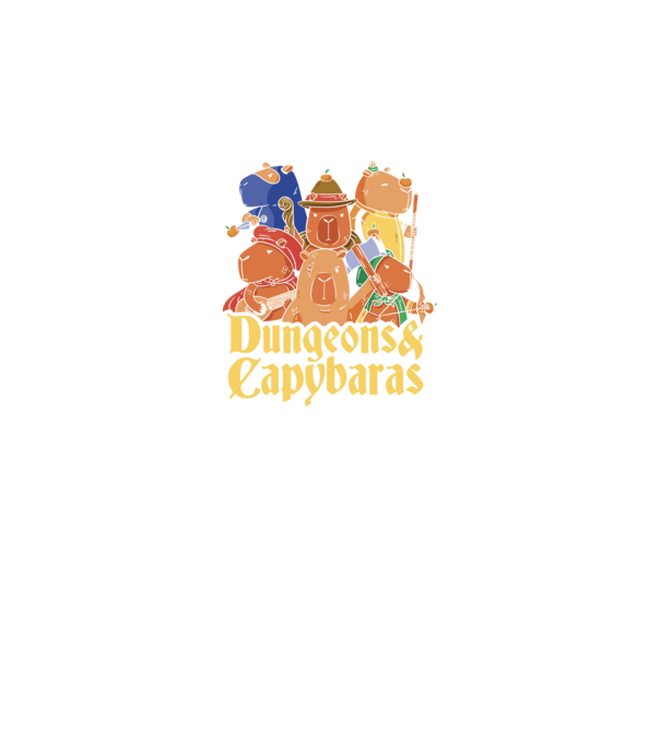 Dungeons and Capybaras model negru pe tricou